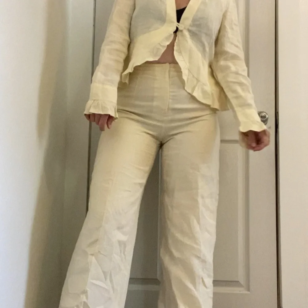 100% Linen coastal Grandma two piece outfit set